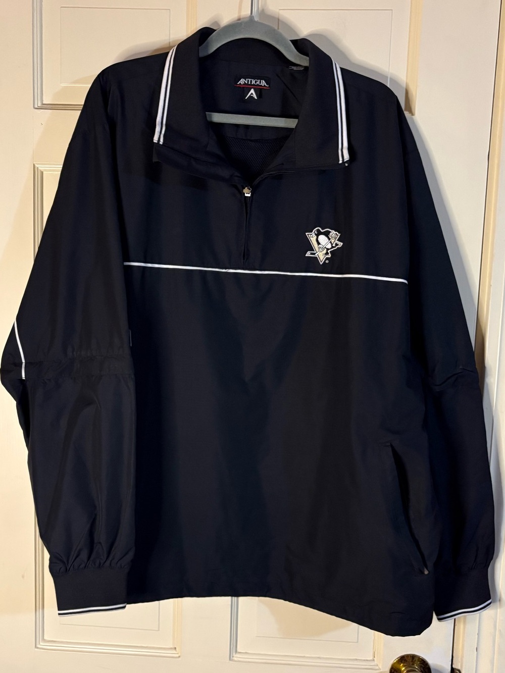 NHL Pittsburgh Penguins Antigua Half Zip Black Jacket Windbreaker Men's Size XL